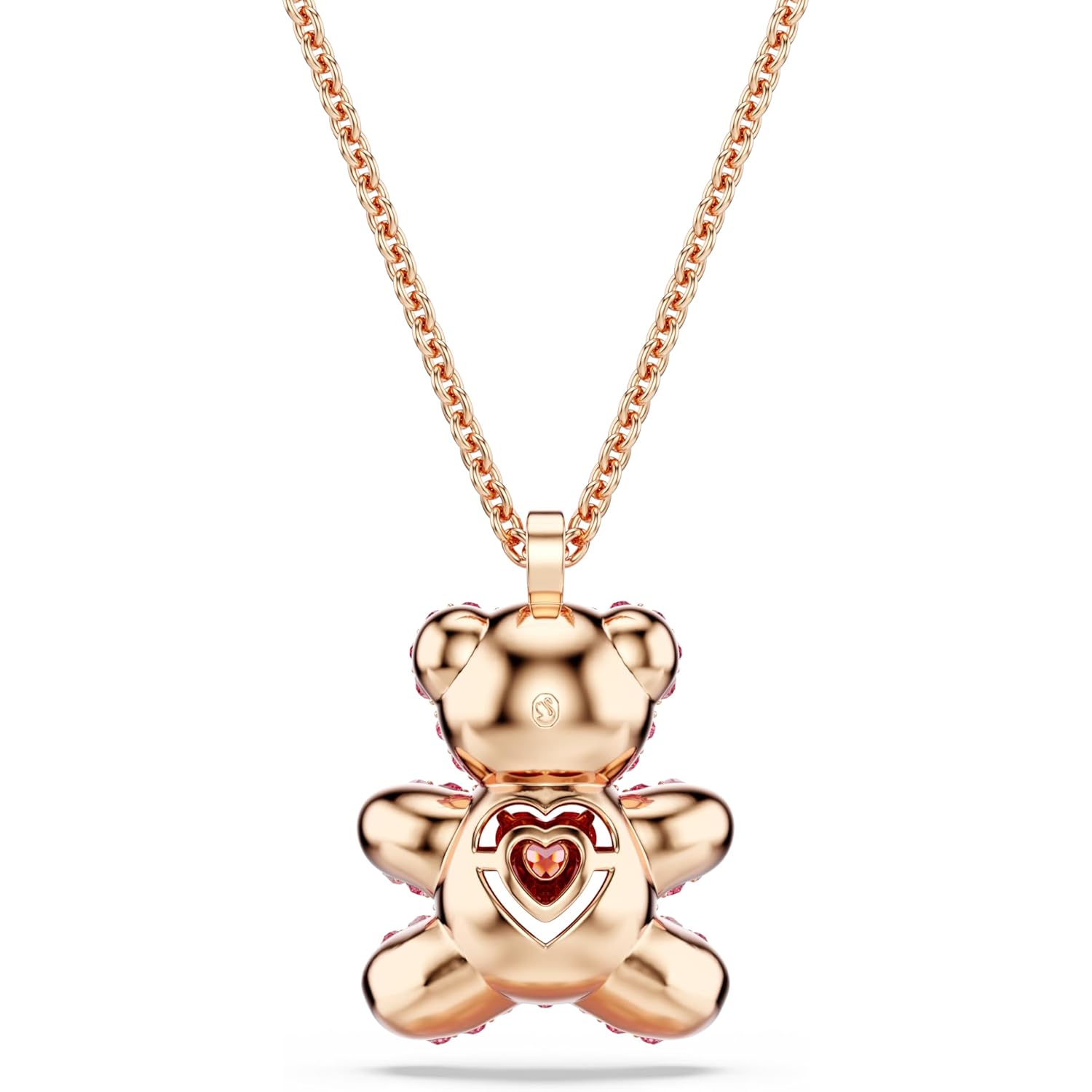 Swarovski Teddy Bear Pendant Necklace, Pink Crystals, Rose Gold-Tone Finish