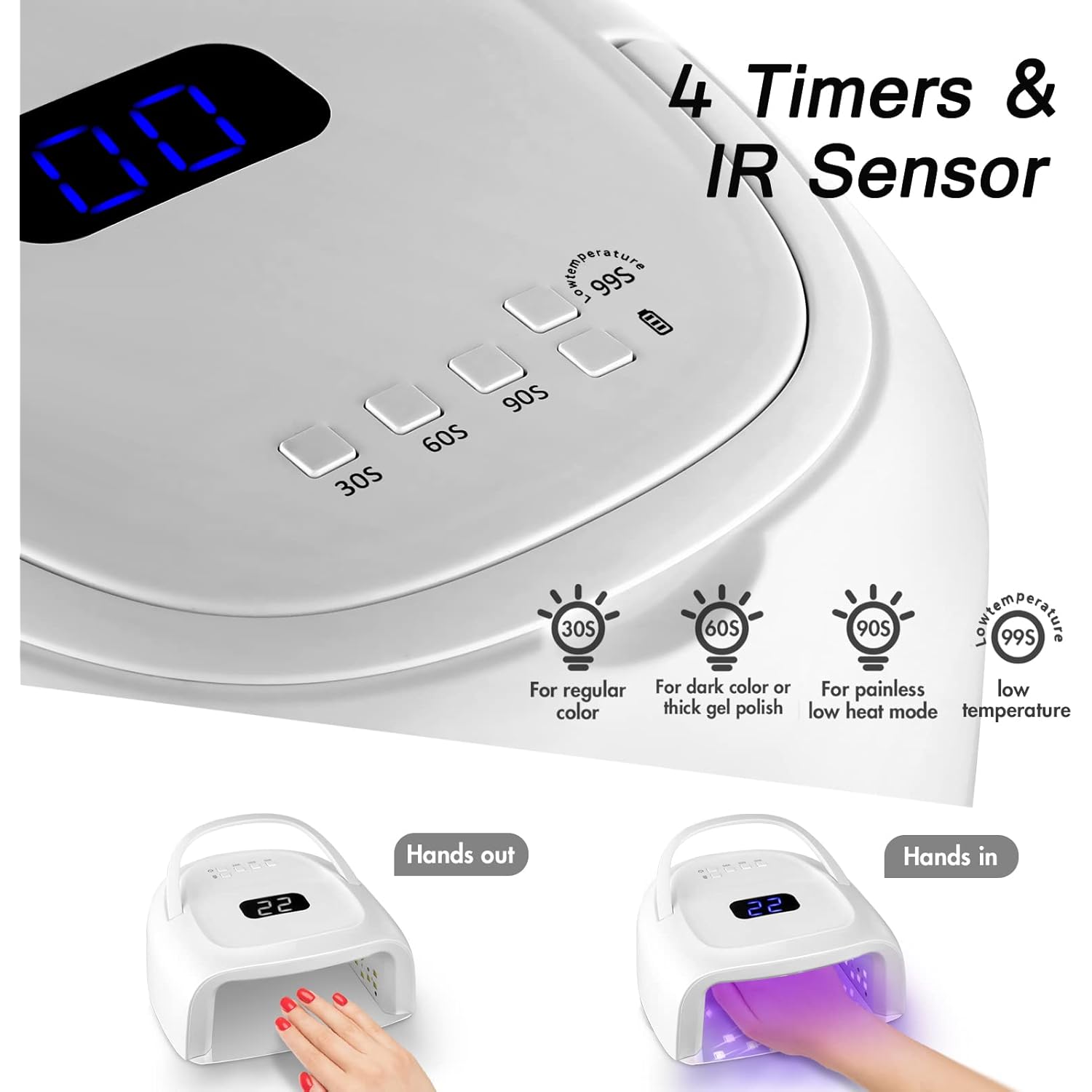 60W Rechargeable UV LED Nail Lamp, Faster Wireless Nail Dryer Gel Polish Light 42 Beads & Portable Handle, Professional Curing Lamp For Fingernail and Toenail, Auto Sensor & Quick Dry Nail Machine