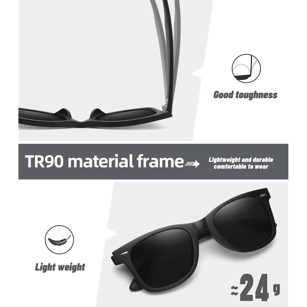 MEETSUN Retro Polarized Sunglasses for Women Men Classic Mirror Lens Driving Trendy Sun Glasses UV Protection (3 Pack)