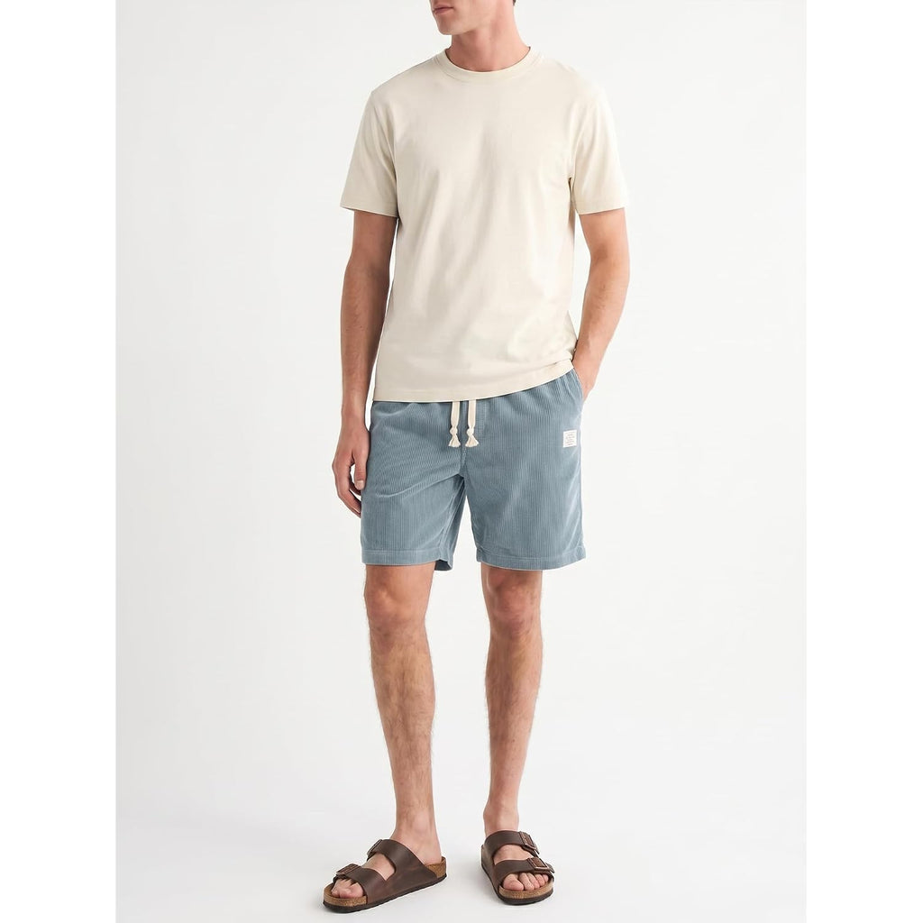Mens Corduroy Shorts Casual 7 Inch Elastic Waist Drawstring Summer Beach Loose Fit Shorts