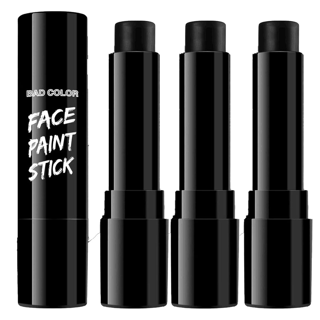 3Pcs Black Face Body Paint Stick Set For Adults, Non-Toxic Hypoallergenic Eye Black Sticks For Halloween Baseball, Softball, Football, Lacrosse, Soccer, Hockey