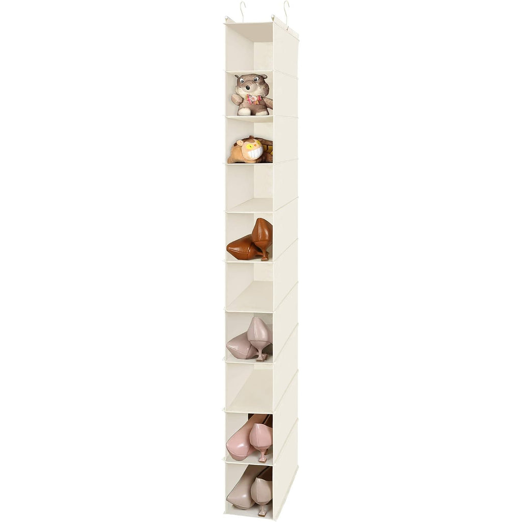 10-Shelf Hanging Shoe Shelf Organizer, Hanging Shoe Storage For Closet (Beige)