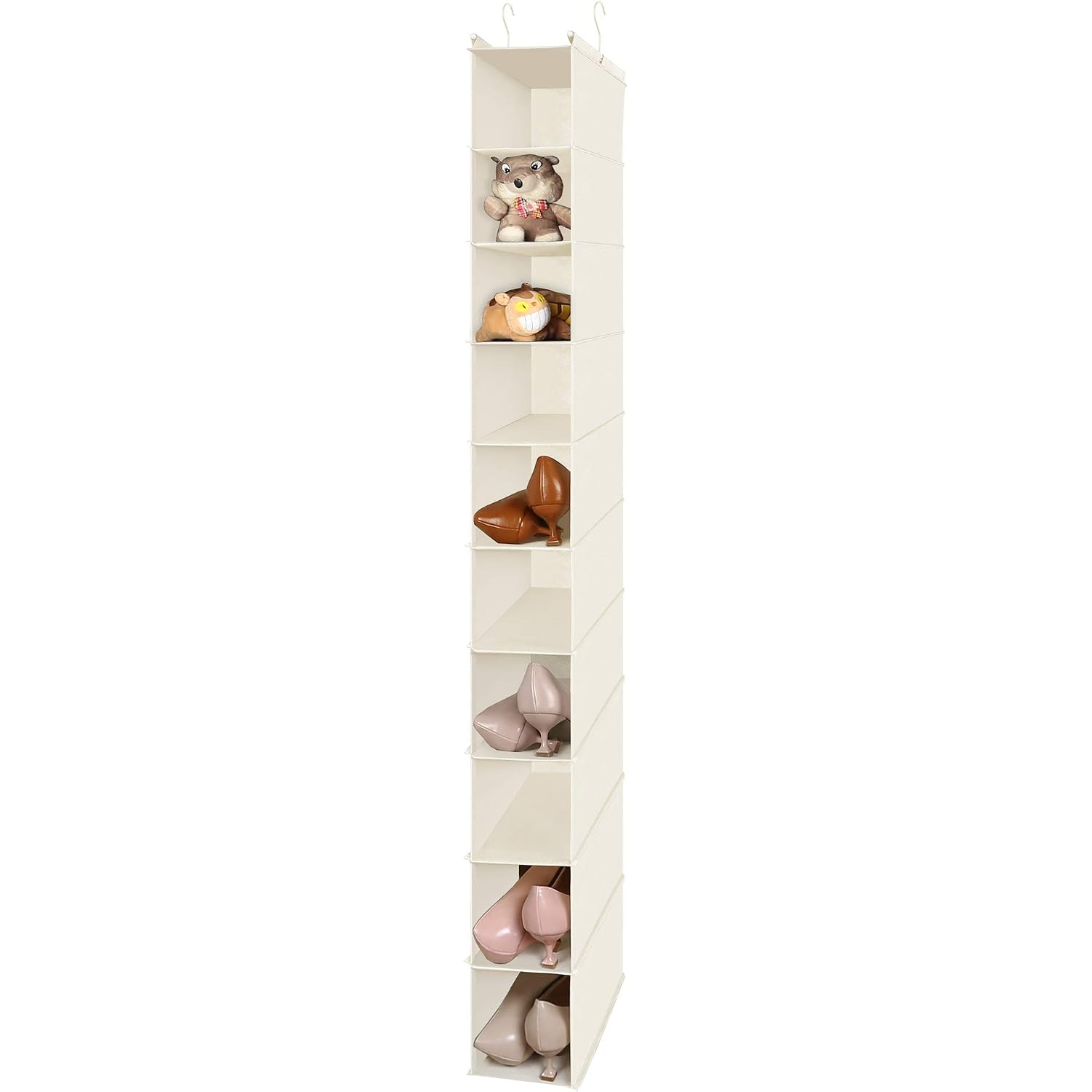 10-Shelf Hanging Shoe Shelf Organizer, Hanging Shoe Storage For Closet (Beige)