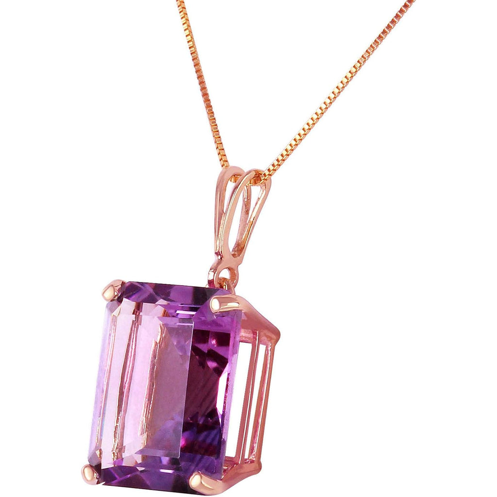 Galaxy Gold 14K Solid Gold 6.5 Carat Natural Amethyst & Emerald Necklace for Women - Yellow Gold Fine Jewelry