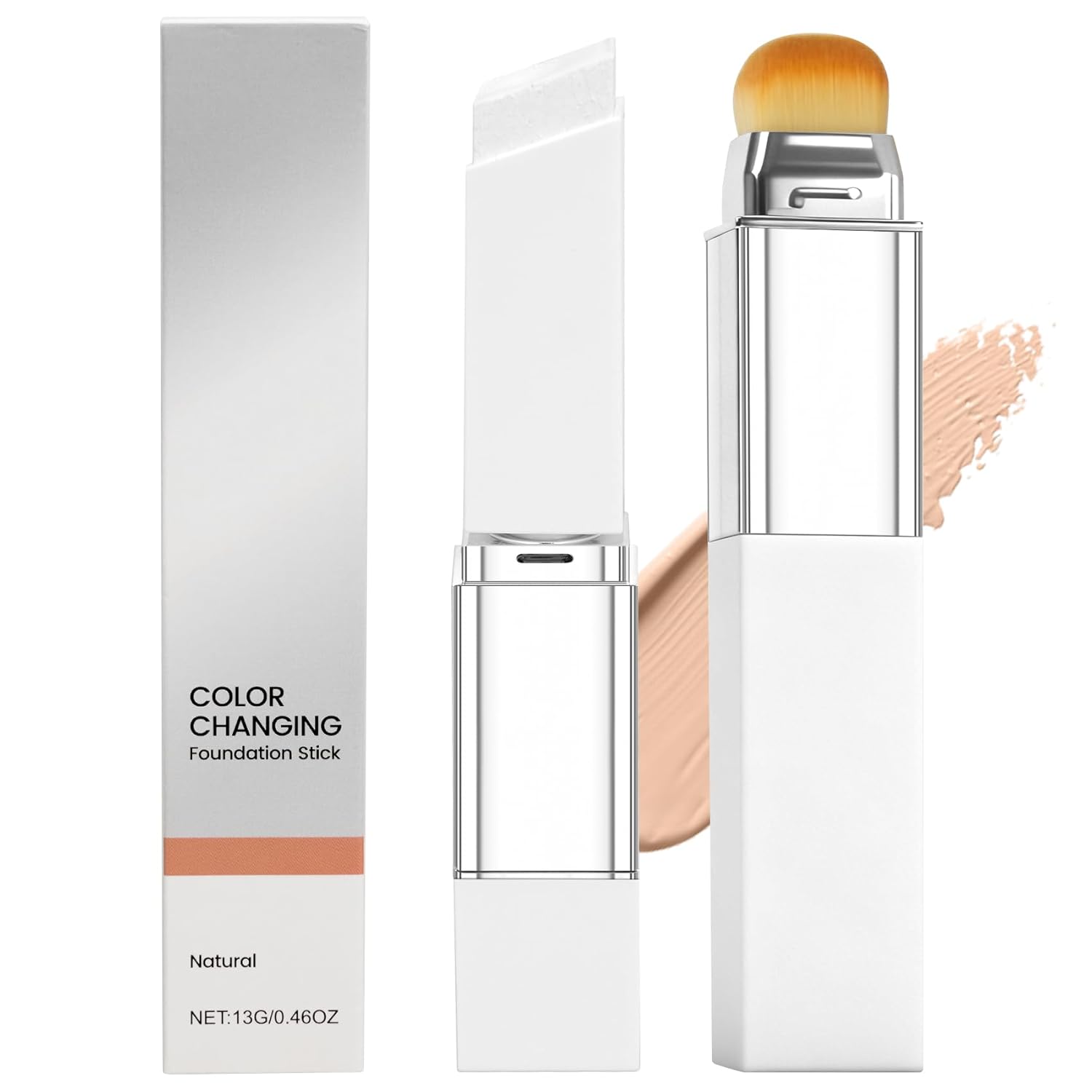 Blanc Cover Cream Stick V - Color Changing Foundation Stick with Volufiline - Hydrating Concealer Base Makeup, Dual-Ended with Built-in Brush, Portable for Daily Use (Natural)