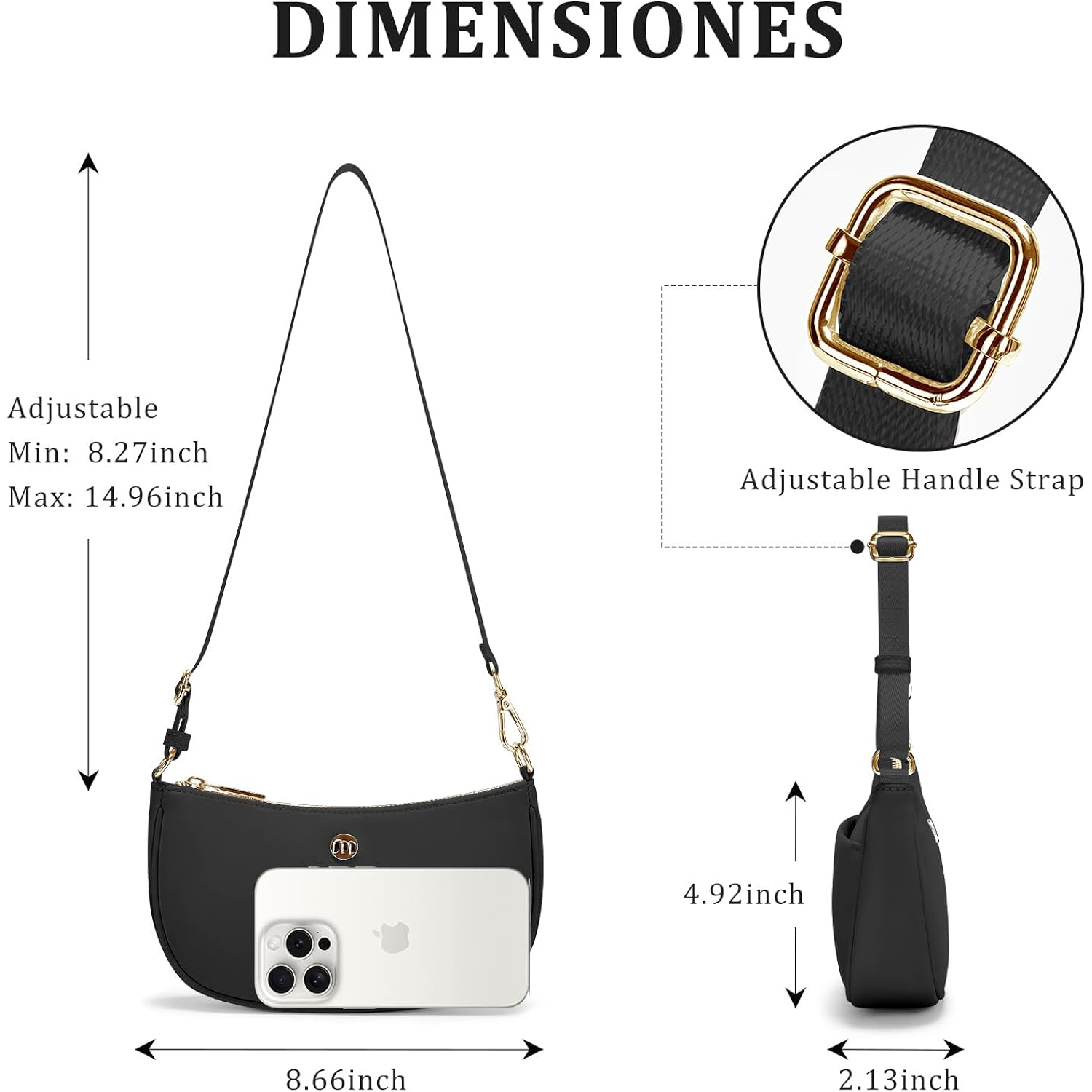 Shoulder Bag For Women Handbags With Adjustable Strap Underarm Purse Mini Clutch Purses Trendy Crescent Bags 1L