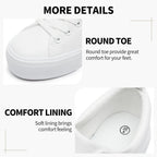 Sernial Womens White Platform Sneakers Pu Leather Platform Shoes Walking Shoes For Women