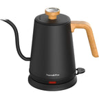 Nueve&Five Gooseneck Electric Kettle with Thermometer， Black Electric Kettle 1L with Auto Shut-Off，1000W Hot Water Kettle of Stainless Steel， Pour Over Kettle for Coffee & Tea