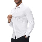 Alimens & Gentle Stretch Mens Dress Shirts Slim Fit Long Sleeve Casual Skinny Muscle Fit Wrinkle Free Button Down Shirt