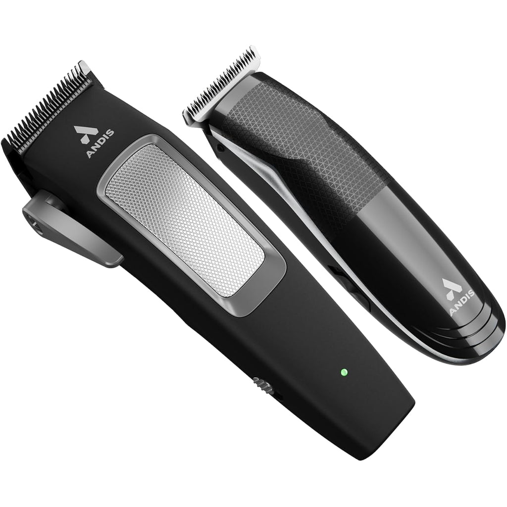Andis 561506 Incred Cordless Adjustable Hair Clipper & Close-Cutting T-Blade Trimmer Combo Set, 23-Piece Kit, Powerful Motor, Lithium-Ion Battery, Black