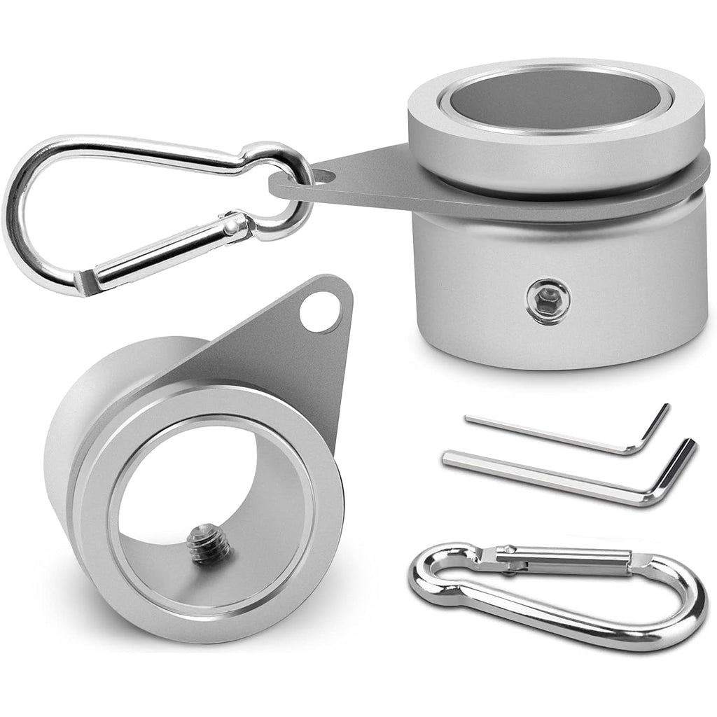 Flag Pole Rings, Aluminum Alloy Flagpole Rings 360° Rotating Anti Wrap Flag Mounting Ring, Spinning Flag Pole Clips With Carabiner For 0.75-1.02 Inch Diameter- Pack Of 2 (Silver)