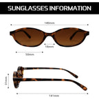 GUVIVI Retro Oval Sunglasses for Women Chic Cat Eye 90s Sunnies Lightweight Narrow Shades Trendy UV protection Sun Glasses Leopard Frame - Brown Lens