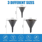 Plastic Kitchen Funnel Set Of 3, Round Kitchen Funnels For Filling Bottles, Durable And Multifunctional Funnels For Filling Canning, Cooking, Lab Or Car Oil (Gray)