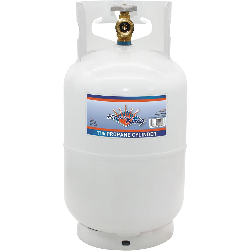 Flame King 10Lb Steel Propane Tank Cylinder With Type 1 Overflow Protection Device Valve, Great For Camping, Fire Pits, Heaters, Grills, Overlanding, White