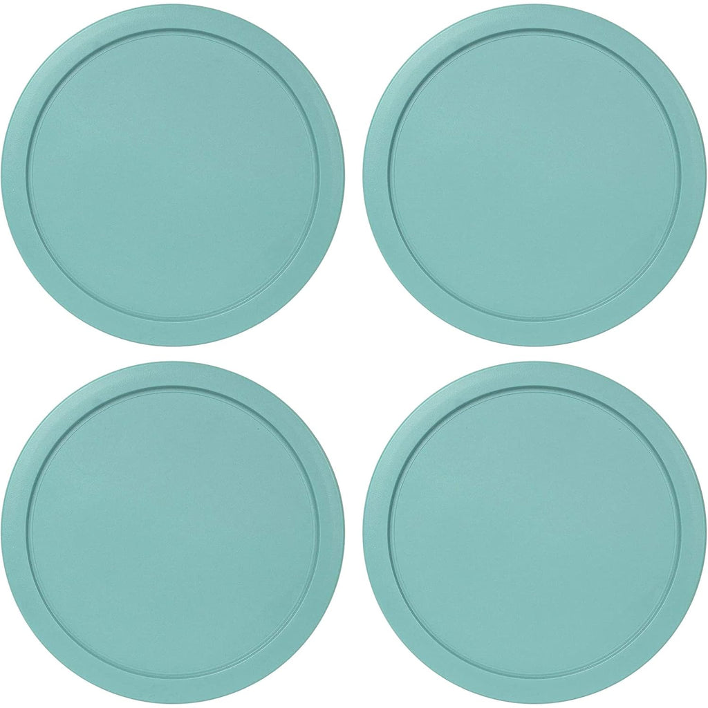 Replacement Lids fits Pyrex 2-Cup Glass Food Storage Container Bowls, 5-Inch Plastic Round Lids Covers for Pyrex 7200-PC, Airtight & Leakproof (4-Pack, Turquoise)