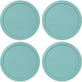 Replacement Lids fits Pyrex 2-Cup Glass Food Storage Container Bowls, 5-Inch Plastic Round Lids Covers for Pyrex 7200-PC, Airtight & Leakproof (4-Pack, Turquoise)