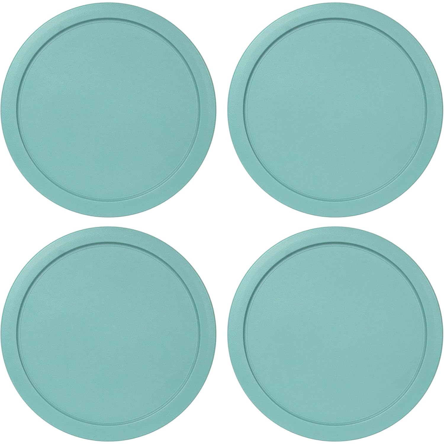 Replacement Lids fits Pyrex 2-Cup Glass Food Storage Container Bowls, 5-Inch Plastic Round Lids Covers for Pyrex 7200-PC, Airtight & Leakproof (4-Pack, Turquoise)