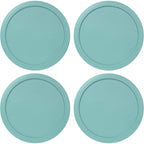 Replacement Lids fits Pyrex 4-Cup Glass Food Storage Container Bowls, 6-Inch Plastic Round Lids Covers for Pyrex 7201-PC, Airtight & Leakproof (4-Pack, Turquoise)