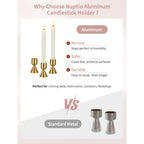 NUPTIO Candle Stick Candle Holder: Set of 4 Gold Aluminium Candlestick Holders - Brass Taper Candleholder for Fall Thanksgiving Christmas Table Fireplace Decoration