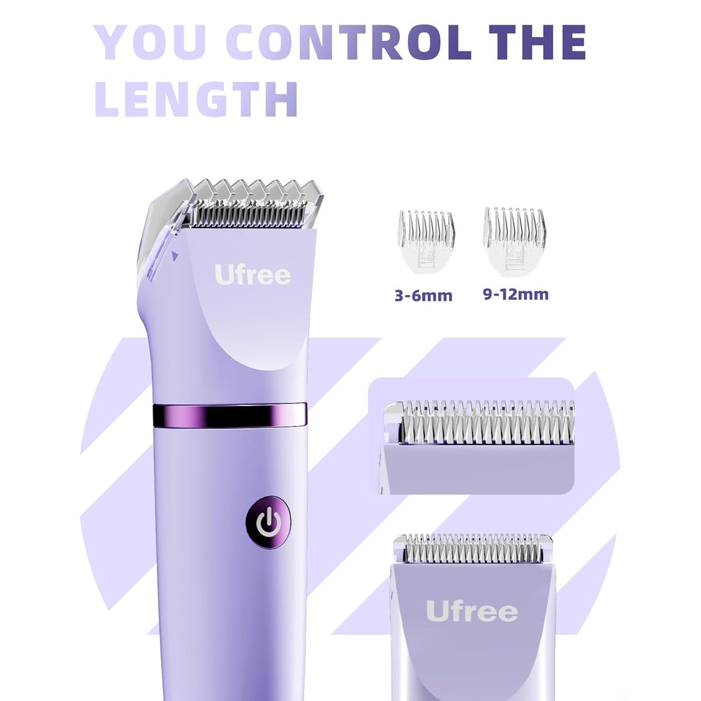 Ufree Bikini Trimmer Electric Razors for Women, Rechargeable Pubic Body Hair Trimmer Electric Shaver for Legs Body Hair, Bikini Shaver IPX7 Waterproof, Gifts for Women, Purple