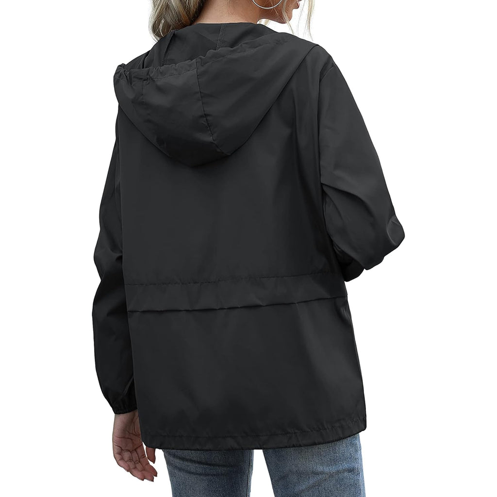 Women'S Raincoats Lightweight Waterproof Windproof Adjustable Windbreaker Rain Jackets Hooded With Pockets S-Xxl