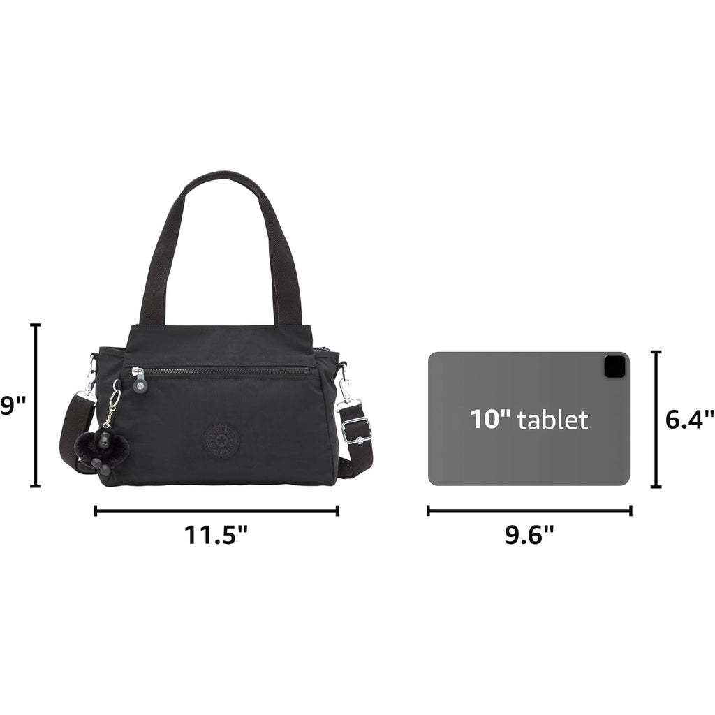 Kipling Womens Elysia Bag, Lightweight, Multi-Compartment Magnetic Snap Pockets, Shoulder Crossbody Bag, Black Noir, 11.5 L X 9 H X 5 D Us