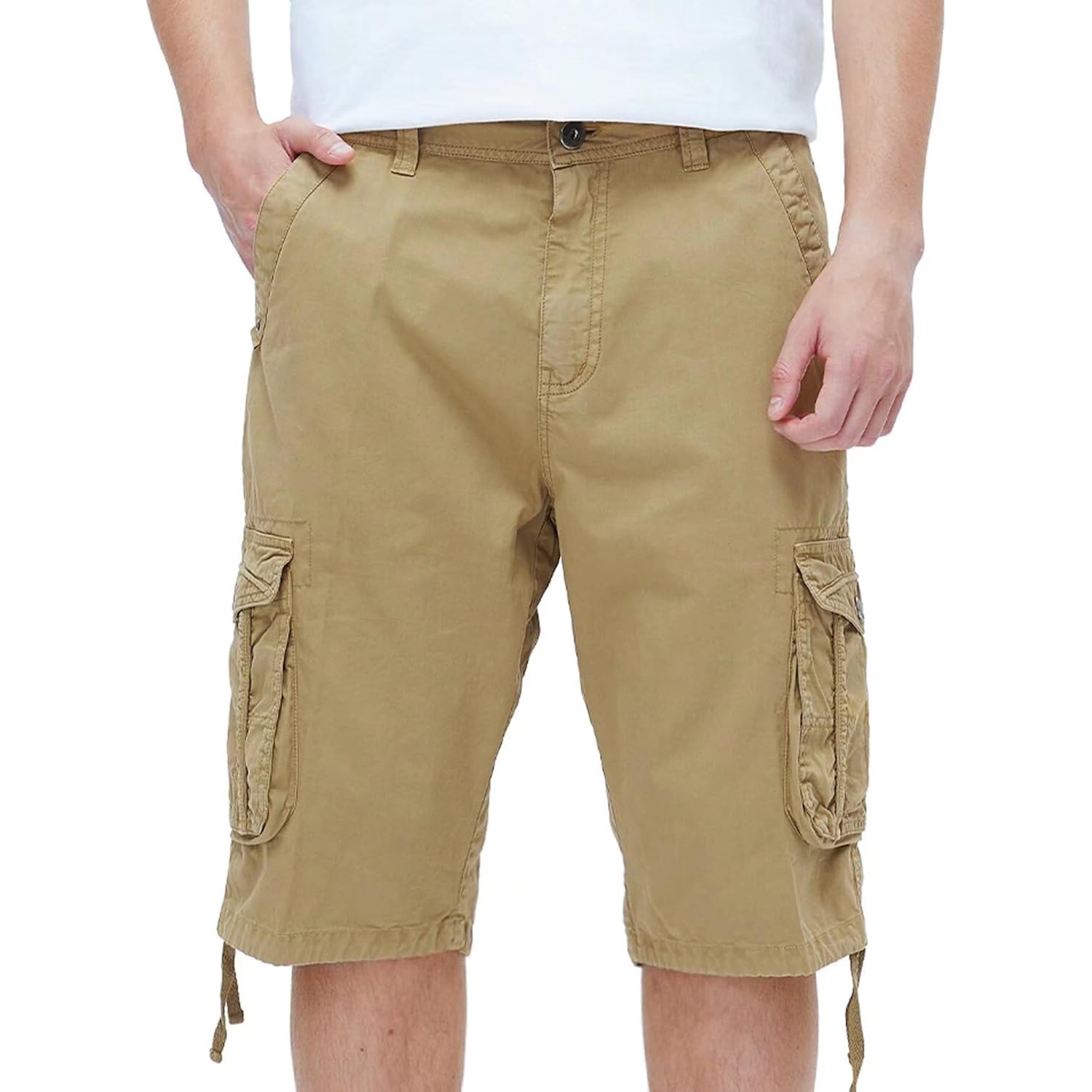 Best South Men'S Long Cargo Shorts Casual Below Knee 13 Inches Capri Shorts Relaxed Fit With Pockets
