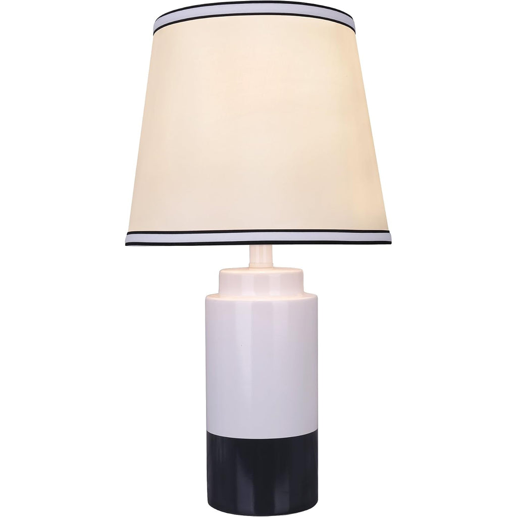 Aspen Creative 40114-32, Two Pack Set - 18 1/2" High Traditional Ceramic Table Lamp, Off White & Black And Empire Shaped Lamp Shade In Off White, 10" Wide