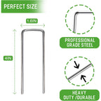 Landscape Staples Galvanized Garden Stakes,4 Inch 50 Pack 12 Gauge Heavy Duty Garden Pins For Fences, Lawns, Weed Barriers And Landscape Fabrics, Irrigation Hose,Yard Lawn, Landscape Fabric.
