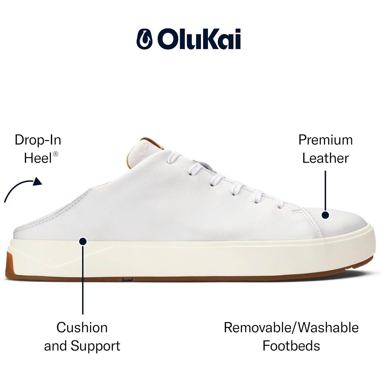 Olukai Lae'Ahi Li 'Ili Men'S Waterproof Leather Sneaker, Versatile & Casual Everyday Shoe, All-Day Comfort & Support, Enhanced Grip & Traction
