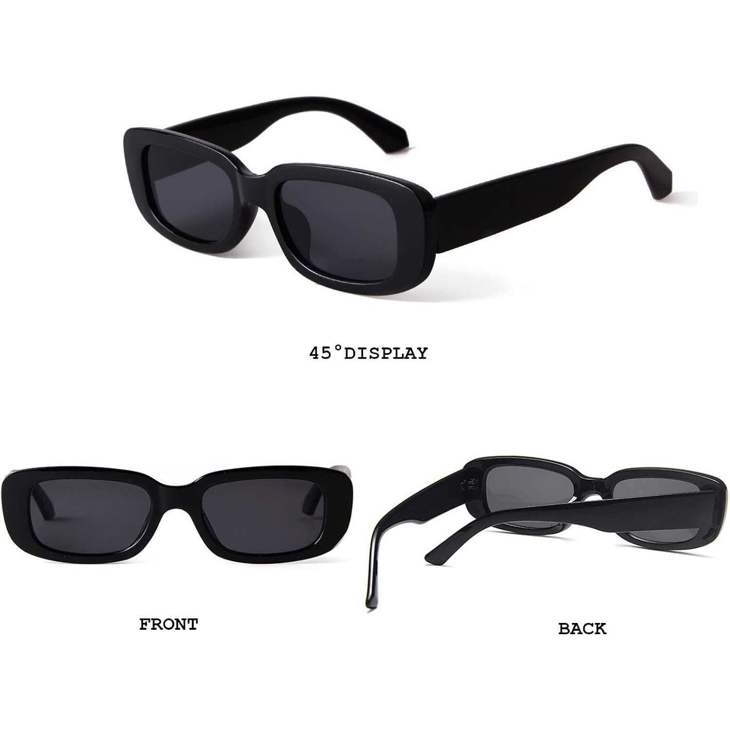 BUTABY Rectangle Sunglasses for Women Retro Driving Glasses 90’s Vintage Fashion Narrow Square Frame UV400 Protection
