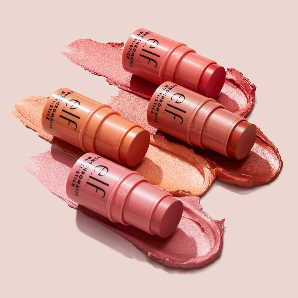 E.L.F. Monochromatic Multi Stick, Travel-Sized Luxuriously Creamy & Blendable Color, For Eyes, Lips & Cheeks, Vegan & Cruelty-Free, Dazzling Peony, 0.17 Oz