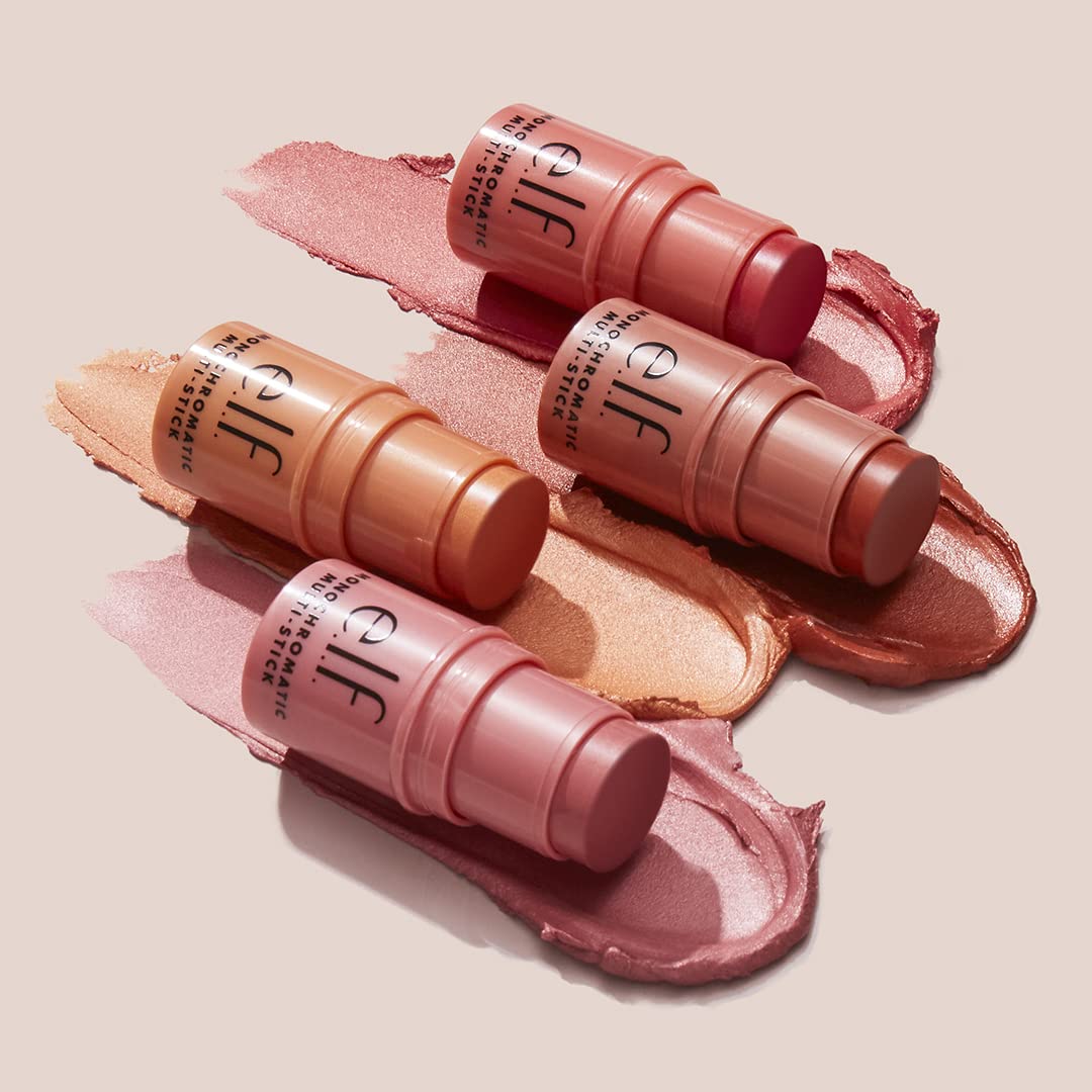 e.l.f. Monochromatic Multi Stick, Travel-Sized Luxuriously Creamy & Blendable Color, For Eyes, Lips & Cheeks, Vegan & Cruelty-Free, Dazzling Peony, 0.17 Oz