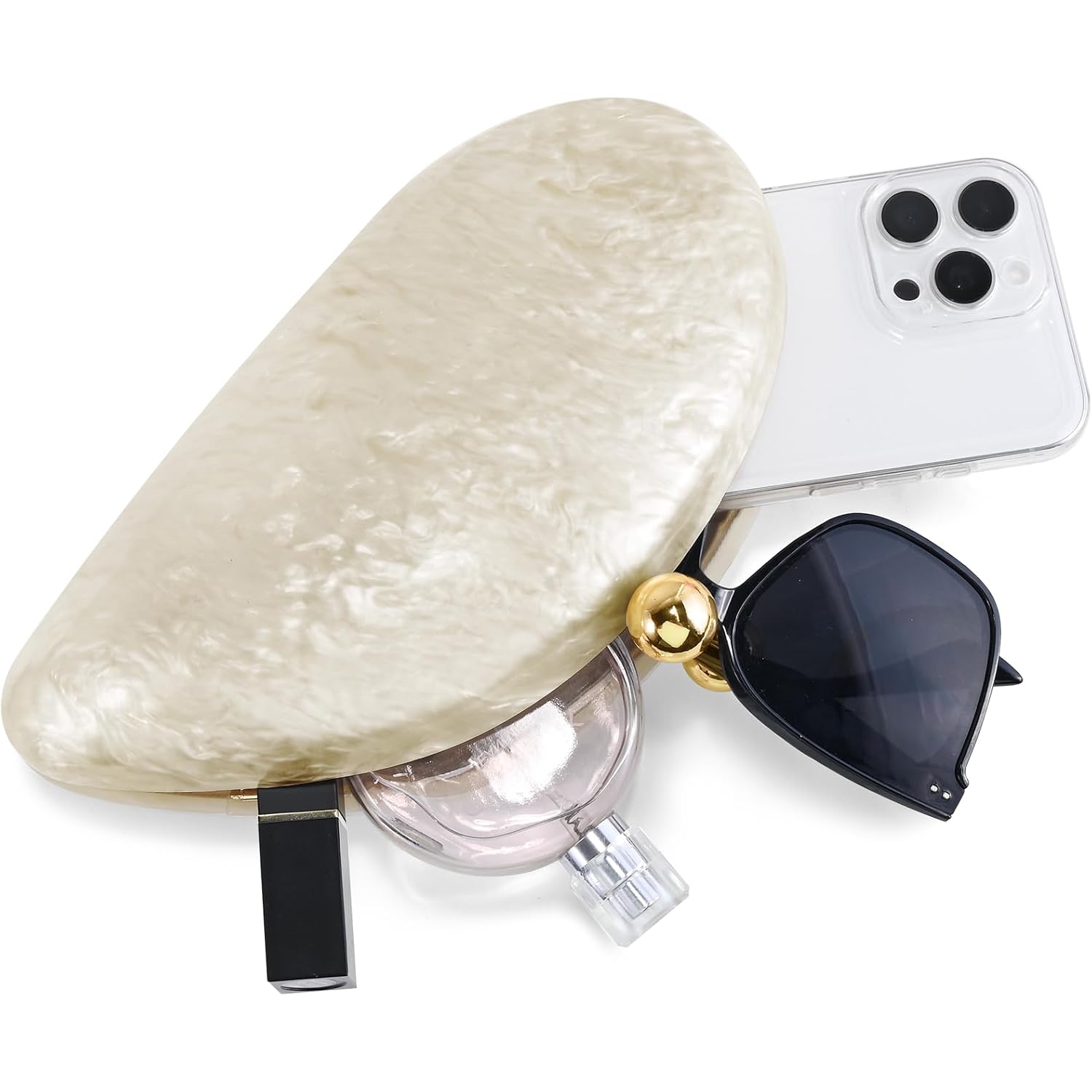 Acrylic Seashell Clutch Purse For Women, Elegant Marble Evening Bag, Wedding Party Clutch Handbags