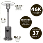 Amazon Basics 46,000 Btu Portable Outdoor Propane Patio Heater With Wheels, Commercial & Residential With Water Tank, Adjustable Heat Output, 9-Foot Radius, Slate Gray, 32.1"L X 32.1"W X 91.3"H
