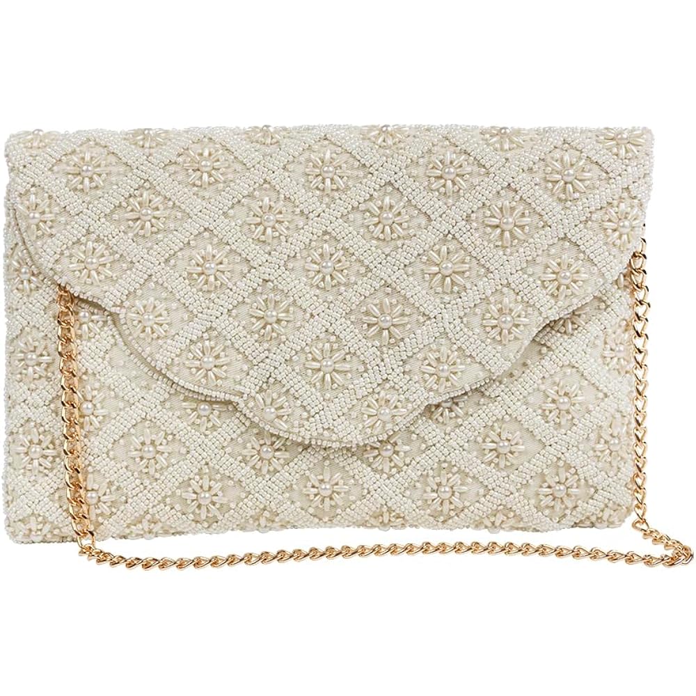 Bridal Purse Ivory Scallop Pearl Clutch Bag, Bridal Clutch, Hand Beaded Bride Purse For Evening Bag, Bachelorette Party, Gifts For Engagement, Bridal Shower, Wedding Party