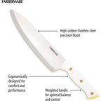 Farberware 15-Piece Knife Block Set, Triple-Riveted High-Carbon Stainless Steel Kitchen Knives, Razor Sharp Blades, Wood Storage Block, White/Gold