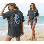 Christian Oversized Shirt for Women Faith Bible Verse Graphic Tee Top Vacation Summer Casual Boho Wildflowers T Shirt Dark Grey