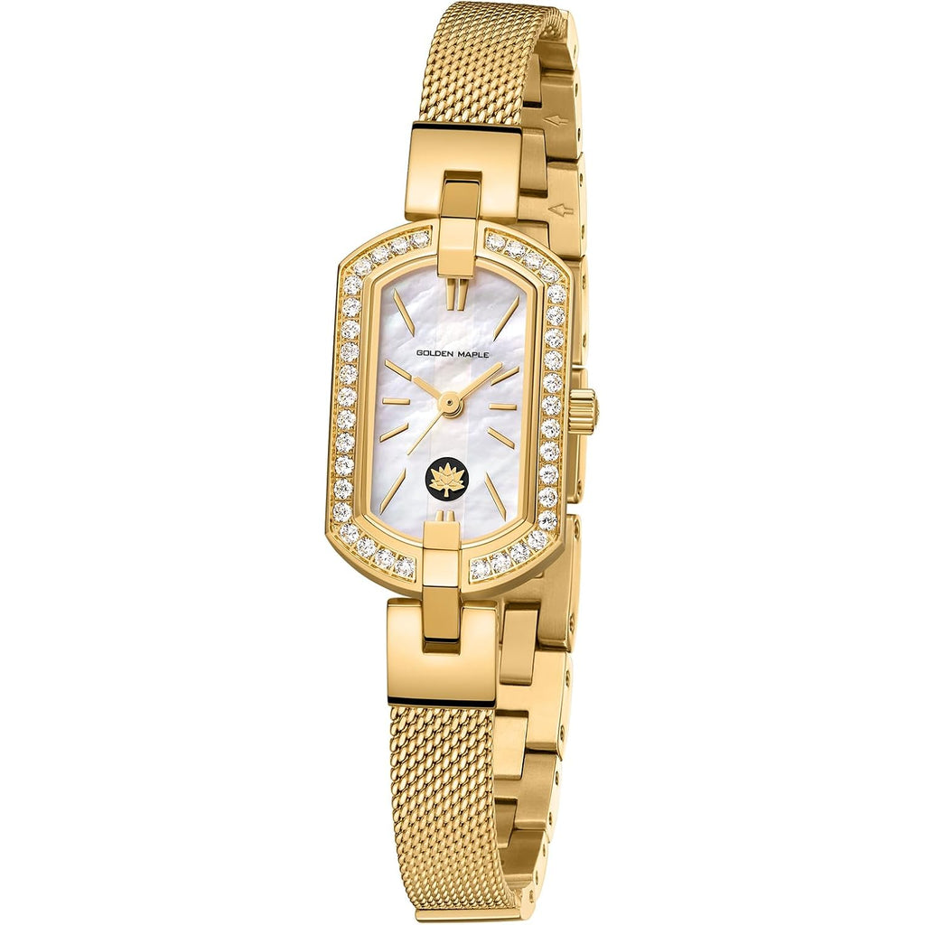 Golden Maple Watches For Women, Small Oval Stainless Steel Case, Mother Fo Pearl Dial, Dainty Ladies Watches, Luxury Gifts For Her