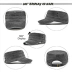 Unisex Cadet Army Cap Vintage Washed Cotton Military Hat Adjustable Flat Top Baseball Cap Wine Red