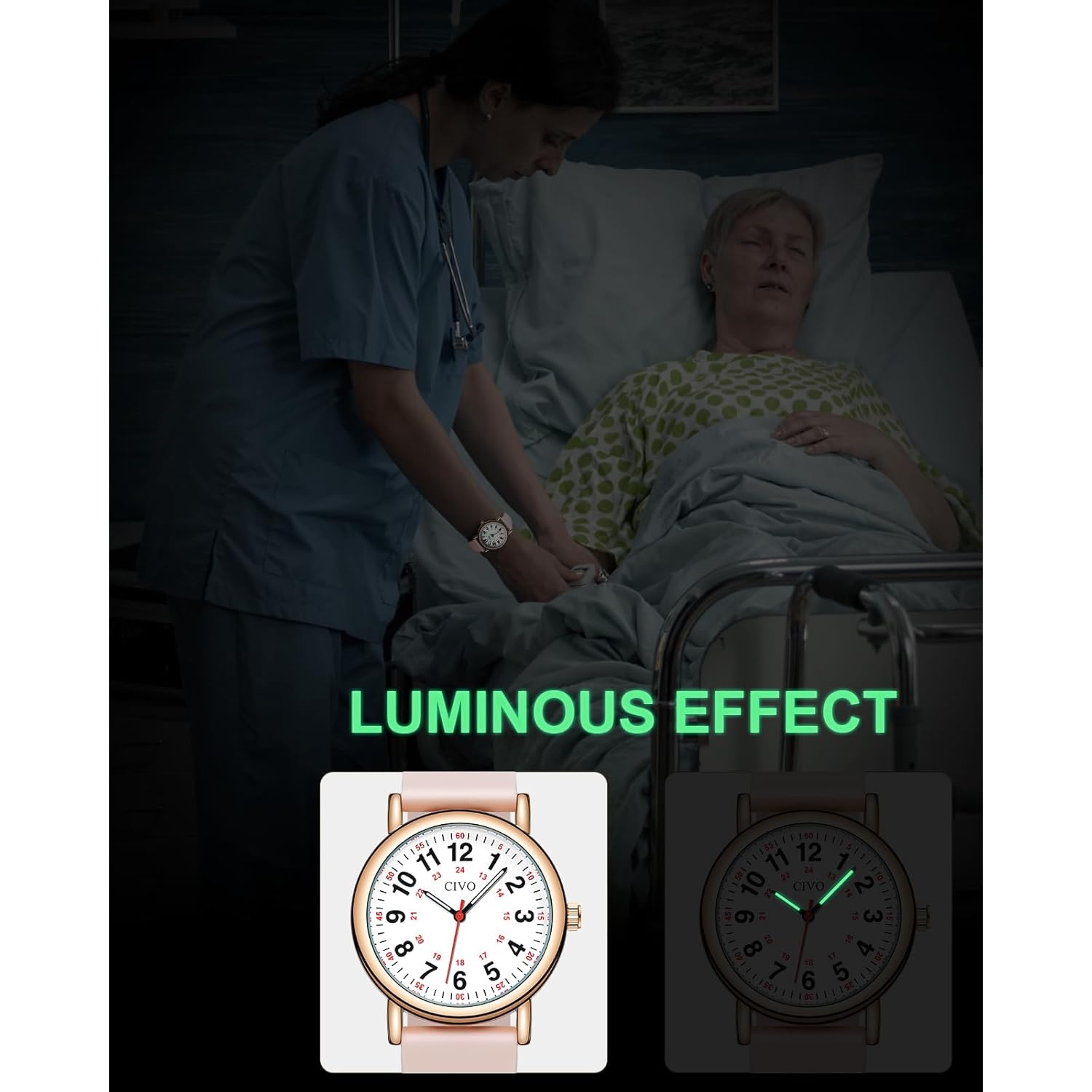 CIVO Nurse Watches for Women Men: Analog Waterproof Watch with Second Hand Easy-Read Dial - Gifts for Nurses Doctors Medical Student