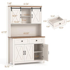 67.7 Inch Farmhouse Pantry Storage Cabinet With Sliding Barn Doors, 2 Drawer Farmhouse Coffee Cabinet With Adjustable Shelf, Side Board With Buffet Cupboard For Livingroom Kitchen, White