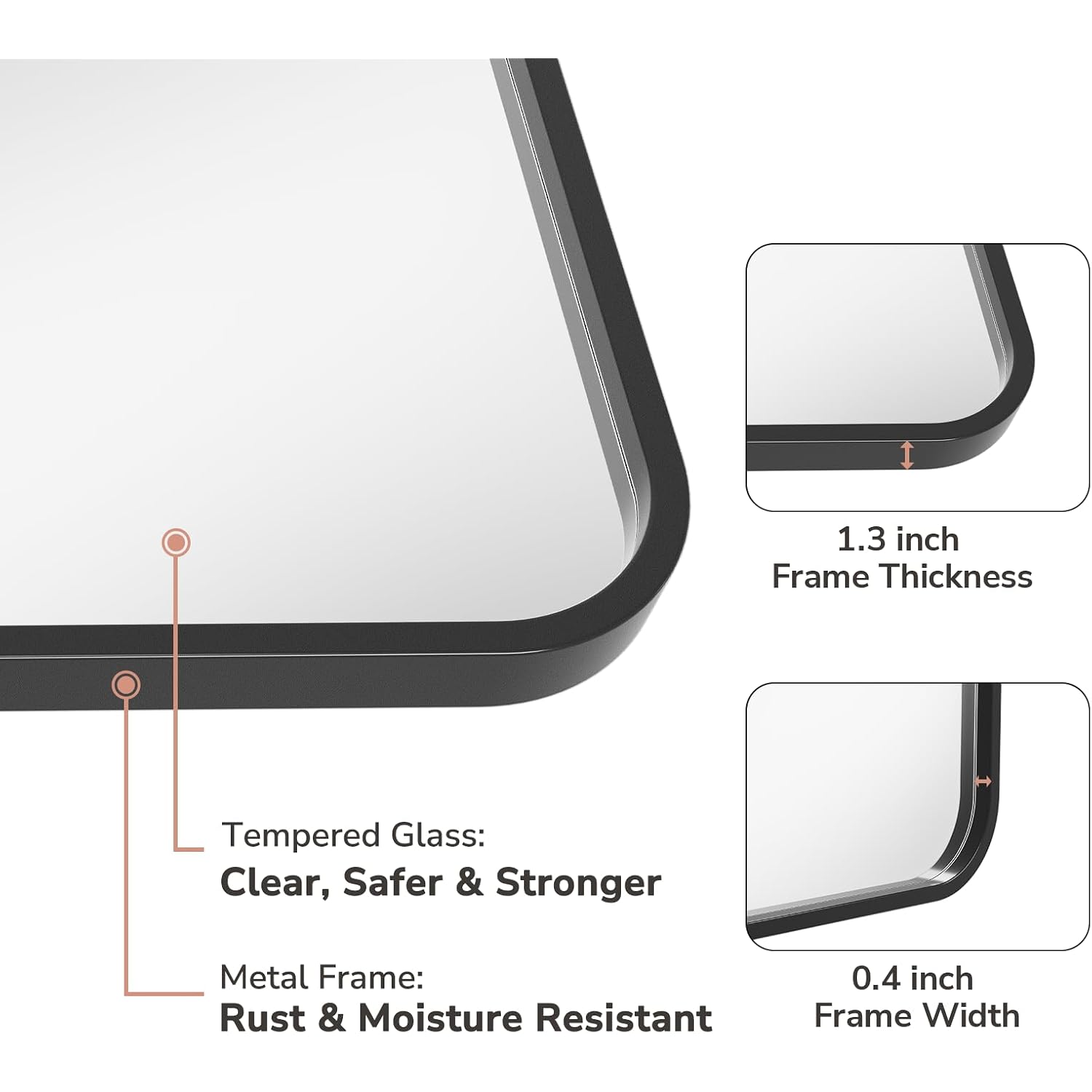 2-Pack Black Bathroom Mirrors For Over Sink 24 X 36 Inch, Metal Frame Rectangle Wall Mirror, Modern Farmhouse Vanity Mirror, Wall Mounted