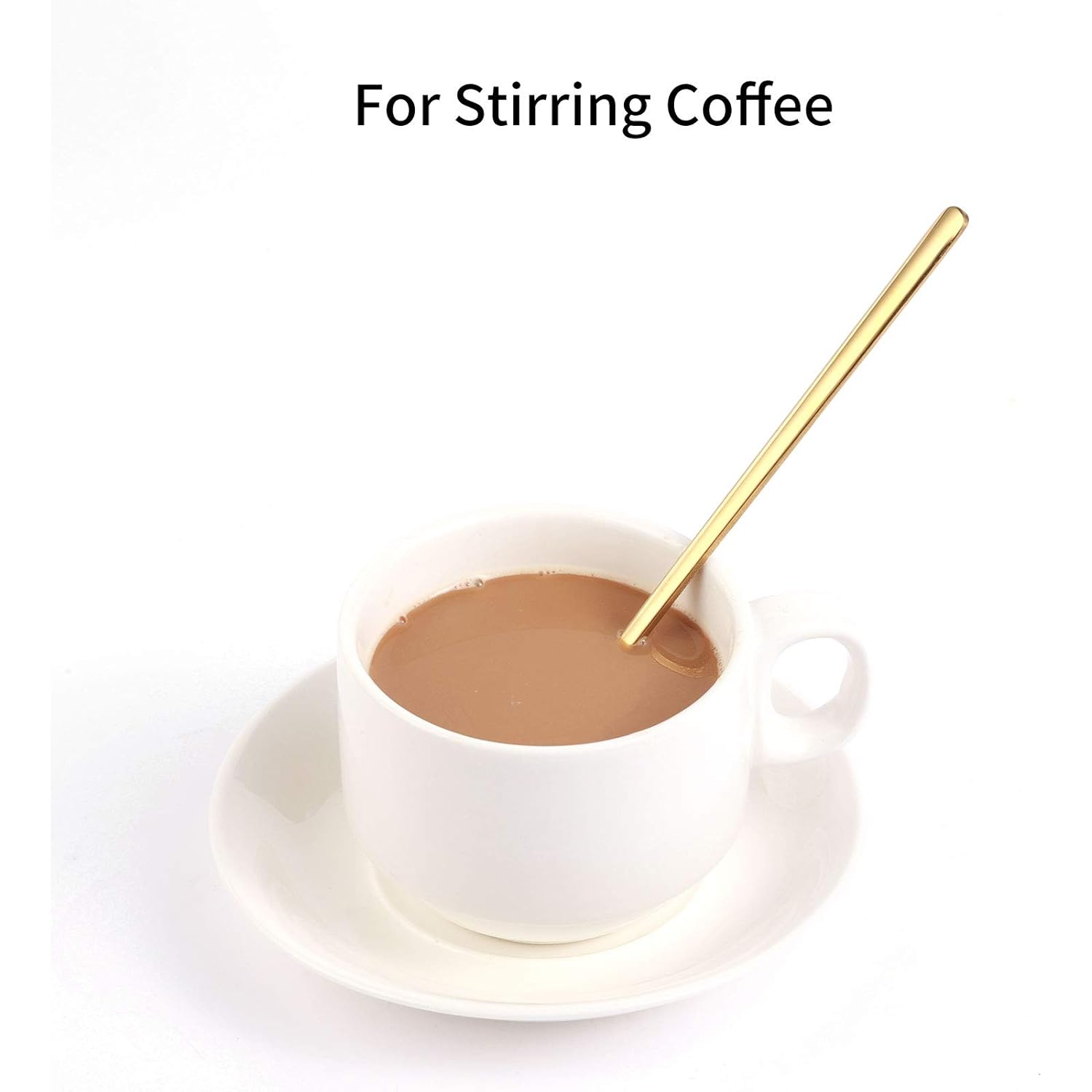 4 PCS 6.7 Inches Coffee/ Tea Spoons Long Handle, Gold, Ice Tea, Espresso Stainless Steel Long Spoons for Stirring