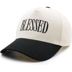 Blessed Trucker Hat, Vintage Embroidered Christian Baseball Caps for Men & Women, Trendy Religious/Birthday Gifts Blessed-black/Beige
