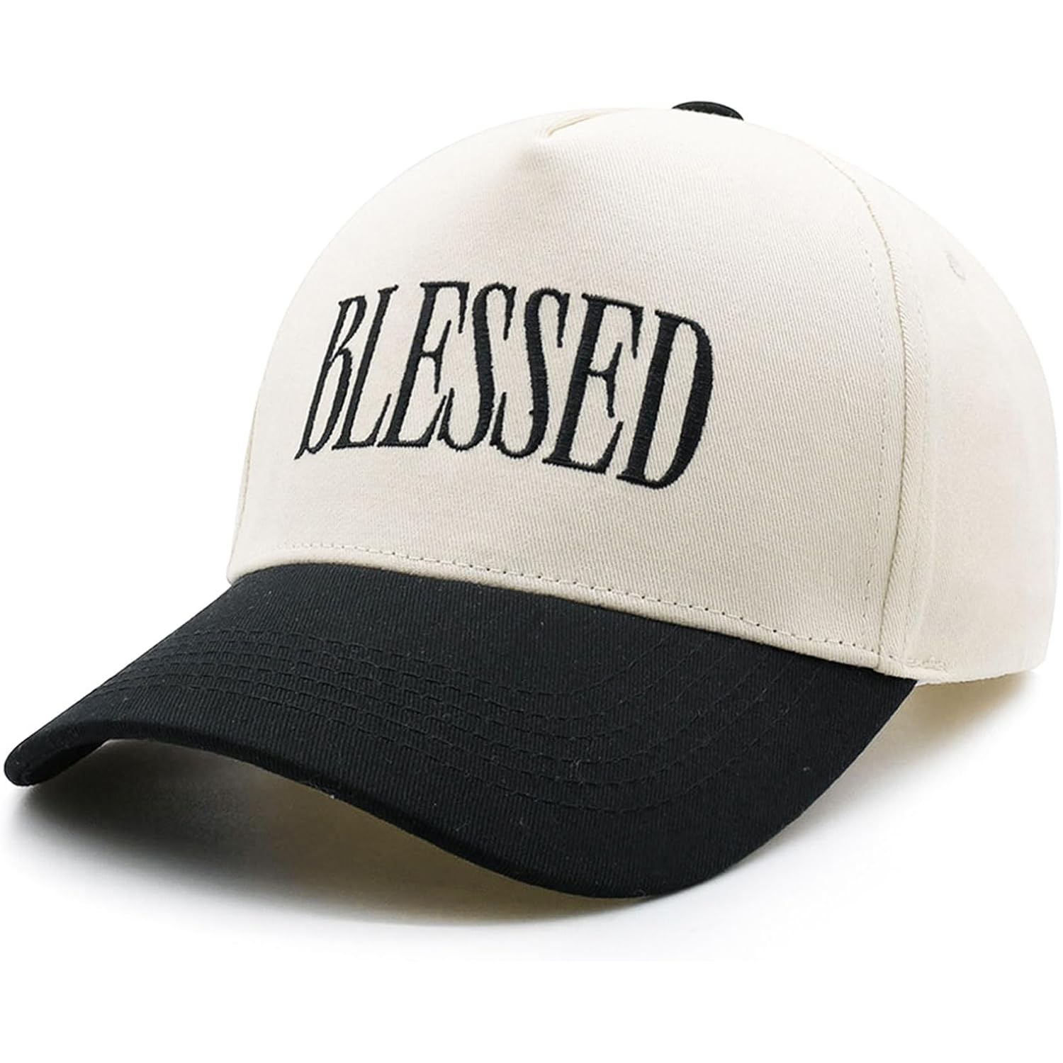 Blessed Trucker Hat, Vintage Embroidered Christian Baseball Caps for Men & Women, Trendy Religious/Birthday Gifts Blessed-black/Beige