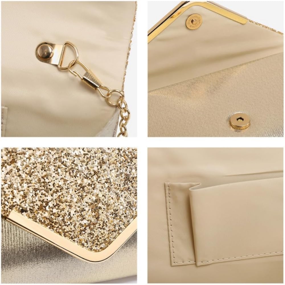 Dasein Women Evening Bags Formal Clutch Purses for Wedding Party Prom Handbags with Shoulder Strap and Glitter Flap | Formal, Wedding Party, Prom, with Shoulder Strap, Glitter Flap, Formal