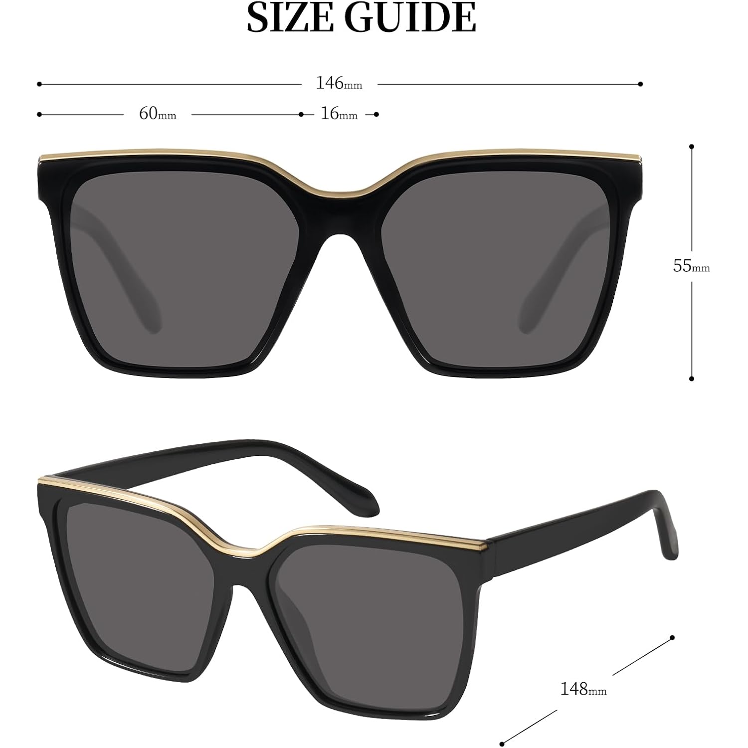 mosanana Square Trendy Polarized Oversized Sunglasses for Women Men 2025 UV400 MS52367