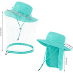 BASSDASH UPF 50+ Mosquito Sun Hat with Hidden Head Net and Neck Flap for Men Women Outdoor Fishing Hiking Camping Turquoise