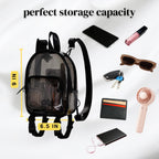 Otw Onthewae Anti-Theft Black Clear Transparent Small Mini Backpack Convertible Straps Crossbody For Raves Stadium Festival Concert (Mini W Strap - Black)